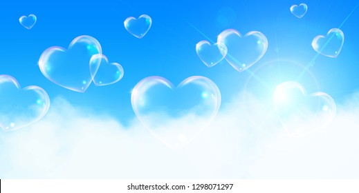 Valentine Heart Soap Bubble Background