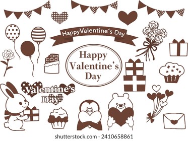 Valentine heart sweets illustration material set