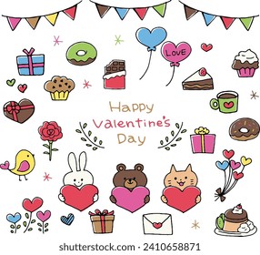 Conjunto de material ilustrativo de caramelos de San Valentín