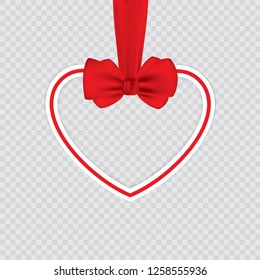 Valentine heart tied with red ribbon and bow