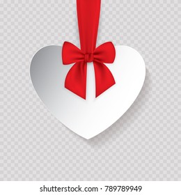 Valentine heart tied with red ribbon and bow
