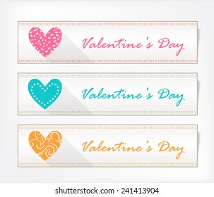 Valentine heart vector banner set  ,love symbol icon.
