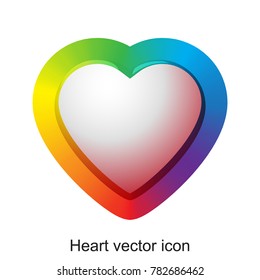 Valentine Heart vector icon. Rainbow colors heart art illustration. Heart sign for print, pride, Fashion, pop art, retro style 80-s 90s. Valentines,Merry Christmas,easter  heart isolated icons,logo.