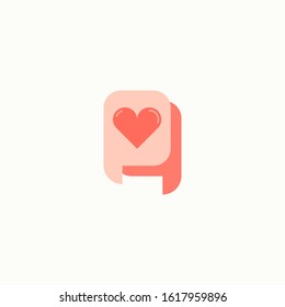 Valentine heart vector icon with two chat bubble. Romantic message vector illustration isolated. Love chat style design.