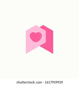 Valentine heart vector icon with two chat bubble. Romantic message vector illustration isolated. Love chat style design.