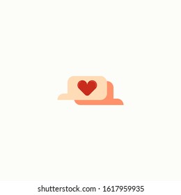 Valentine heart vector icon with two chat bubble. Romantic message vector illustration isolated. Love chat style design.