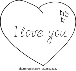 valentine hearts cards and lettering i love you. hand drawn vector frame border template in minimalistic doodle style. monochrome