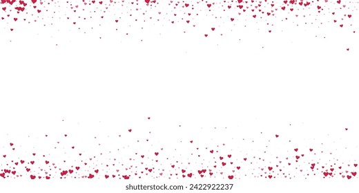 Valentine hearts, flying, falling down, floating.  Red hearts scattered on white background. Lovable valentine hearts vector illustration.