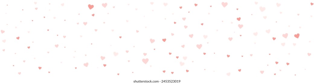 Corazones de San Valentín, volando, cayendo, flotando.  Corazones rojos esparcidos sobre fondo blanco. Adorable Ilustración vectorial de corazones de San Valentín.