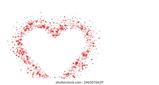 Valentinherzen, fliegen, fallen, schweben.  Rote Herzen auf weißem Hintergrund verstreut. Liebenswerte Valentinsherzen Vektorillustration.