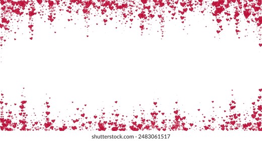 Valentinherzen, fliegen, fallen, schweben.  Rote Herzen auf weißem Hintergrund verstreut. Liebenswerte Valentinsherzen Vektorillustration.