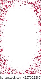 Valentine hearts, flying, falling down, floating. Red hearts scattered on white background. Lovable valentine hearts vector illustration.