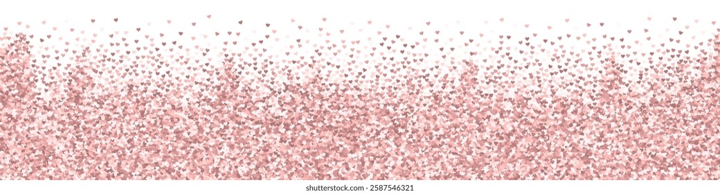 Valentine hearts, flying, falling down, floating.  Red hearts scattered on white background. Lovable valentine hearts vector illustration.