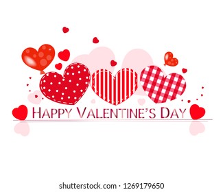 Valentine hearts and Happy Valentine's Day text. Valentines Day poster design background