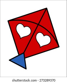 Valentine Hearts Kite Vector