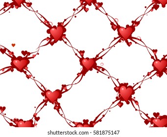 Valentine hearts link abstract background, vector illustration, horizontal
