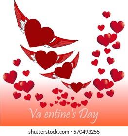 Valentine Hearts in Red Background 