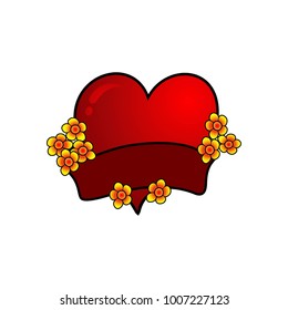 Valentine hearts with red vector ribbon illustration