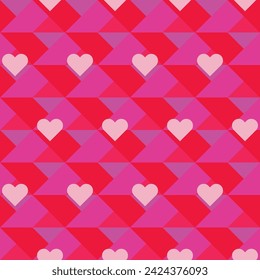 Valentine hearts seamless pattern. Cute romantic pink hearts background print. Valentines day holiday backdrop texture, romantic wedding design.