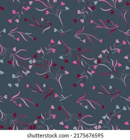 Patrón sin fisuras de los corazones de San Valentín. Antecedentes del día de San Valentín. Estilo dibujado a mano. Ilustración vectorial. Perfecto para textiles, papel pintado y tejidos.