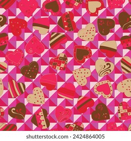 Valentine hearts seamless pattern. Valentines day holiday backdrop texture, romantic wedding design. 