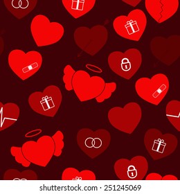 Valentine Hearts Seamless Texture For Your Design. EPS10 vector.