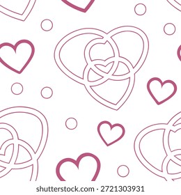 Valentine corações padrão de azulejos sem costura com símbolos de amor entrelaçados e tons suaves rosa para o conceito de decoração romântica casa como símbolos de amor entrelaçados e tons suaves rosa arranjados perfeitamente para a decoração romântica Valentines casa no Conceito de Stock Foto e espaço vazio no lado esquerdo, sem texto —ar 7:2 —azulejo