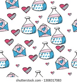 Valentine. with hearts, simple flat style. seamless background