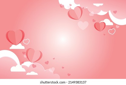 Valentine hearts with trees and plants in the background, vector illustration