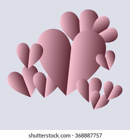 Valentine hearts. Valentine's day abstract background with cut paper heart. Vector illustration