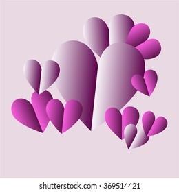 Valentine hearts. Valentine's day abstract background with cut paper heart. Vector illustration