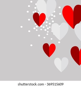 Valentine hearts. Valentine's day abstract background with cut paper heart. Vector illustration