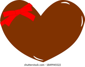 Valentine heart-shaped chocolate with ribbon
