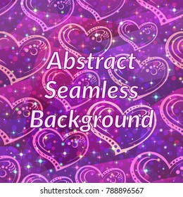 Valentine Holiday Seamless Background with Hearts on Abstract Colorful Tile Pattern. Eps10, Contains Transparencies. Vector