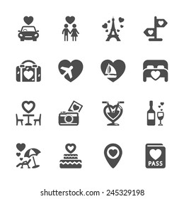 valentine and honeymoon icon set, vector eps10.