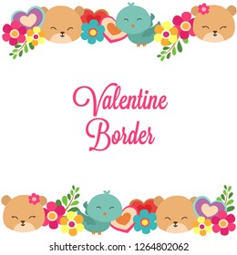 valentine horizontal border with panda
