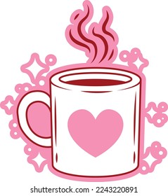 Valentine Hot Chocolate Love in Mug Clipart Design. Simple style and color. Good for icon