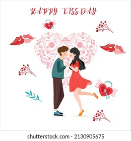 Valentine hugging couple collection Free Vector