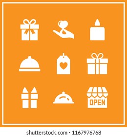 valentine icon. 9 valentine vector set. open, present icon, gift and hand holding a heart icons for web and design about valentine theme