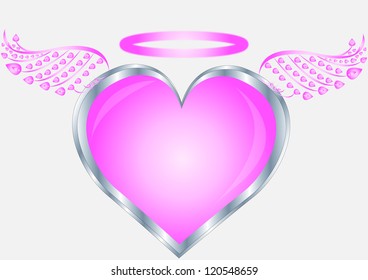 Valentine icon "angel heart". Vector illustration