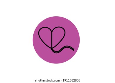 Valentine Icon Balloon  Outline Vector