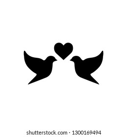 Valentine icon : Bird and heart.