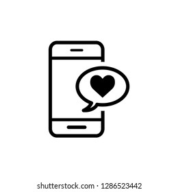 Valentine icon. bubble speech, heart and smart phone.
