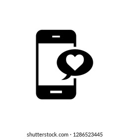 Valentine icon, bubble speech, heart and smart phone.