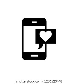 Valentine icon, bubble speech, heart and smart phone.