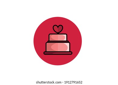 Valentine Icon Cake Fill Outline