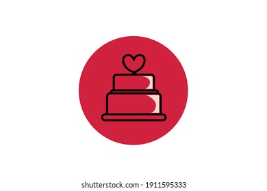Valentine Icon Cake  Outline Vector