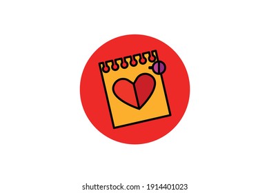 Valentine Icon Calendar Fill Outline