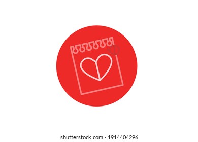 Valentine Icon Calendar Line Color
