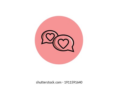 Valentine Icon Chatting  Outline Vector